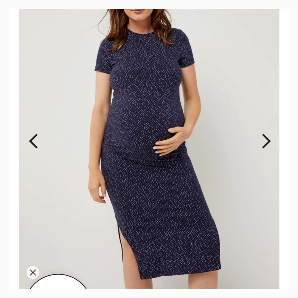 A Pea in the Pod Navy with White Dot Midi Dress